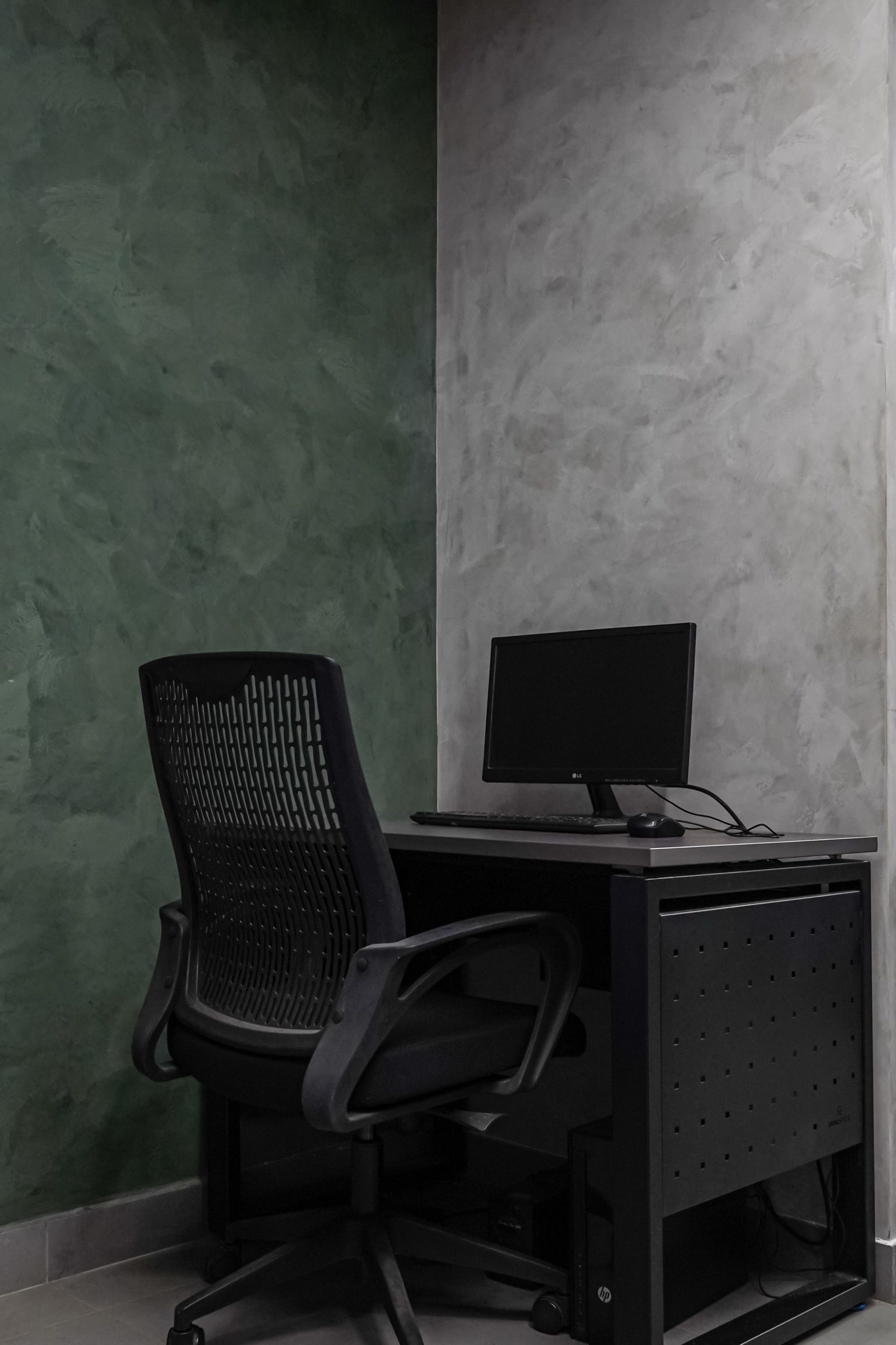 Desk and chair in an office