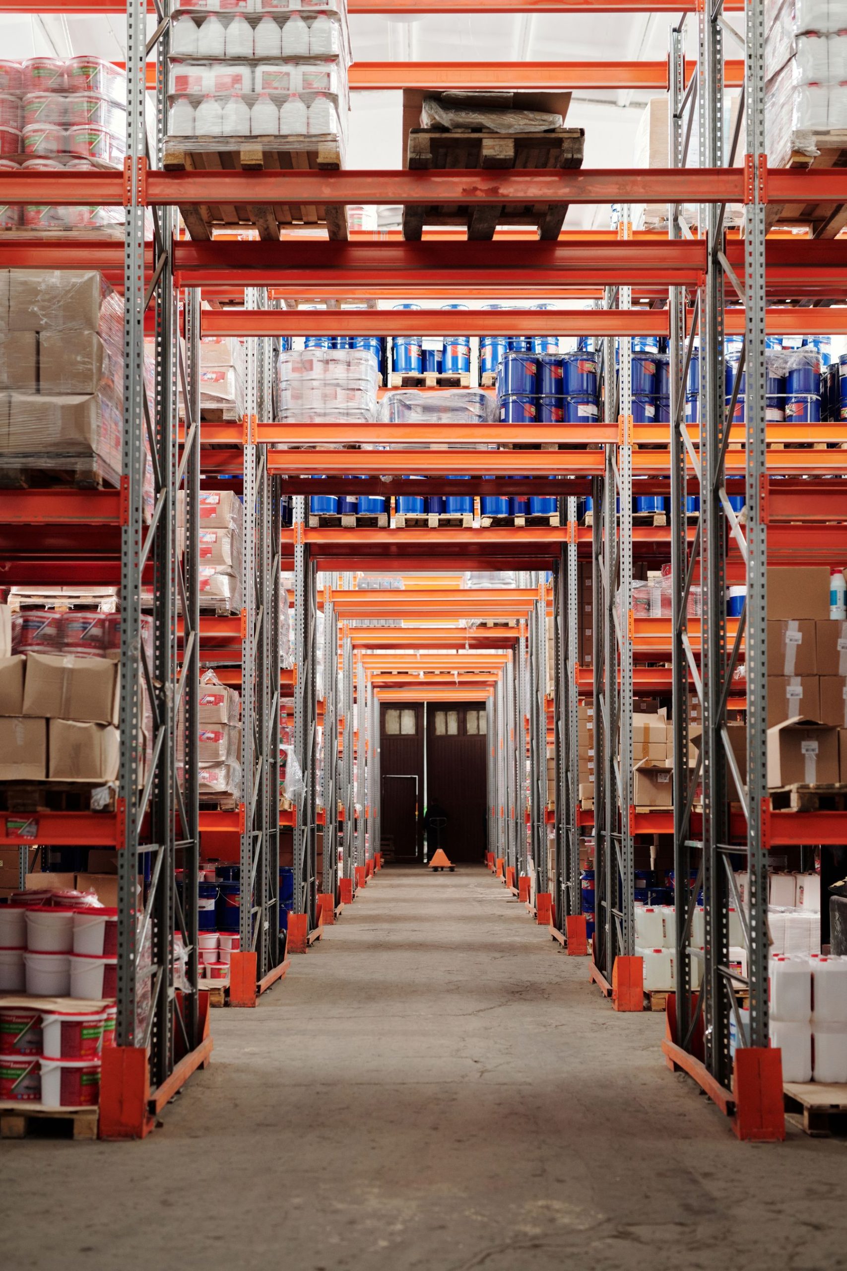 Tall warehouse shelving